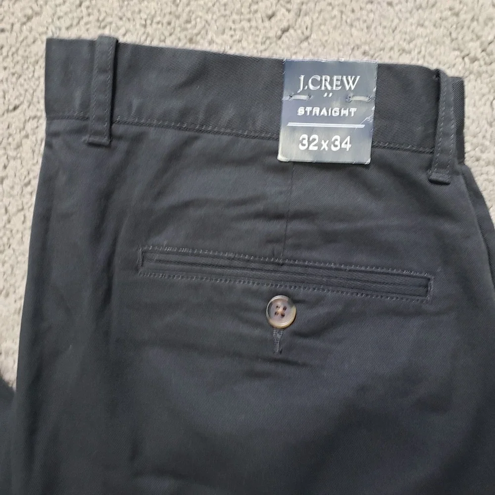 J Crew Mens Chino Pants 32X34 (FITS 33x33) Black Straight Leg Flat Front NEW